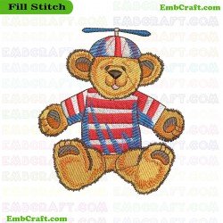 Patriotic Teddy Bear Embroidery Design 762