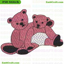 Pink Bears Embroidery Design 634