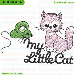 Pink Cat And Green Mouse Embroidery Design 9