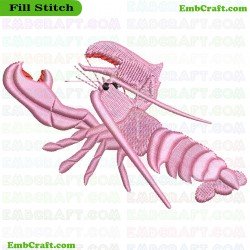 Pink Lobster Embroidery Design 62