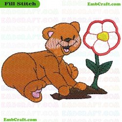 Playful Bear In The Garden Embroidery Design 2