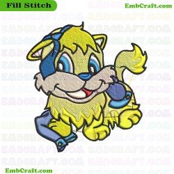 Playful Cat With Shirt And Tie Embroidery Design 9