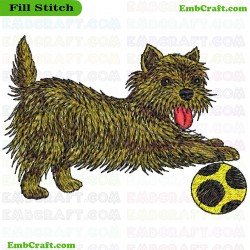 Playful Dog With Soccer Ball Embroidery Design 485