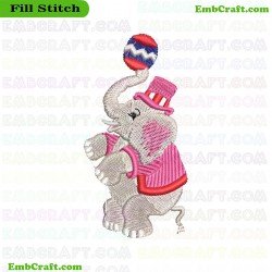 Playful Elephant Balancing Ball Embroidery Design 2