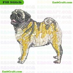 Pug Dog Embroidery Design 87