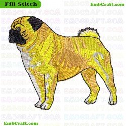 Pug Embroidery Design 197