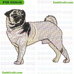 Pug Embroidery Design 354