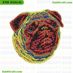 Pug With Colorful Embroidery Design 497
