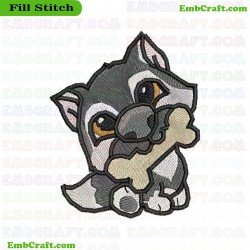 Puppy With Bone Embroidery Design 2