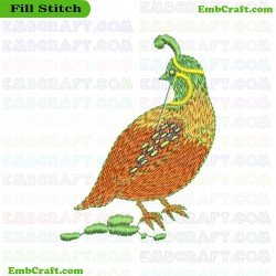 Quail Artwork Embroidery Design 156