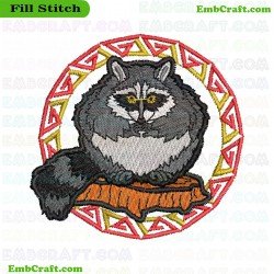 Raccoon Embroidery Design 8