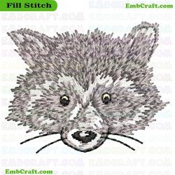 Raccoon Face Embroidery Design 35