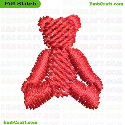 Red Woven Teddy Bear Embroidery Design 12