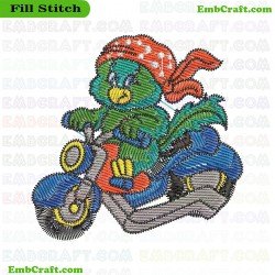 Rogue Biker Parrot Embroidery Design 3