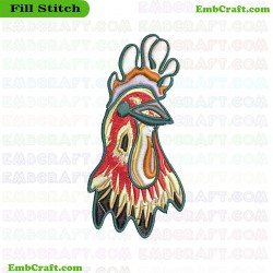 Rooster Head Embroidery Design 5