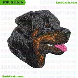 Rottweiler Dog Head Embroidery Design 24