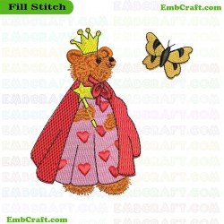 Royal Bear With Butterfly Embroidery Design 6