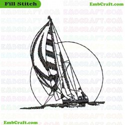 Sailboat Artwork Embroidery Design 36