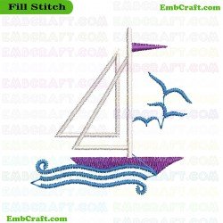 Sailboat Embroidery Design 146