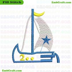 Sailboat Embroidery Design 68