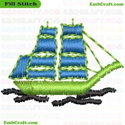 Sailboat Embroidery Design 74