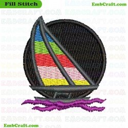 Sailboat Embroidery Design 9