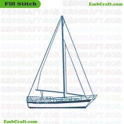 Sailboat Outline Embroidery Design 57