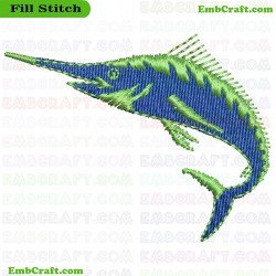 Sailfish Art Embroidery Design 112