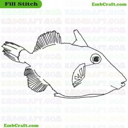 Saltwater Aquarium Fish Drawing Embroidery Design 17