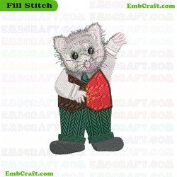 Saluting Mouse In Formal Attire Embroidery Design 7