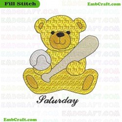 Saturday Bear Embroidery Design 3