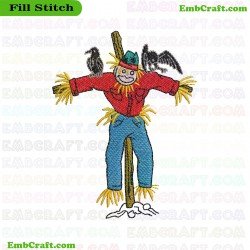 Scarecrow And Crows Embroidery Design 53