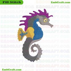 Seahorse Embroidery Design 135