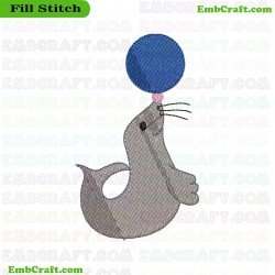 Seal Balancing Ball Embroidery Design 120