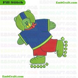 Skating Bear Embroidery Design 47