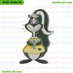 Skunk Character In Dress Embroidery Design 3