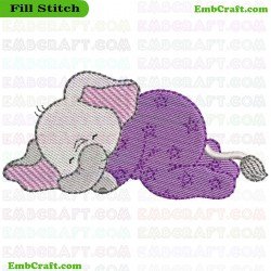 Sleeping Baby Elephant Embroidery Design 5