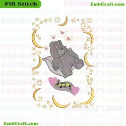 Sleeping Bear Embroidery Design 212