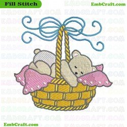 Sleeping Bear In Basket Embroidery Design 29