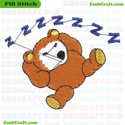 Sleeping Cartoon Bear Embroidery Design 403