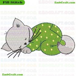 Sleeping Cat Embroidery Design 10