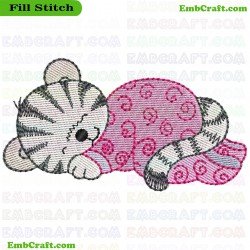 Sleeping Cat Embroidery Design 8