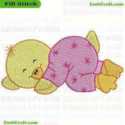 Sleeping Duck Embroidery Design 9