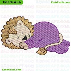 Sleeping Lion Cub Embroidery Design 14