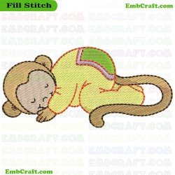 Sleeping Monkey Embroidery Design 1