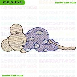 Sleeping Mouse Embroidery Design 17