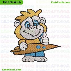 Smiling Beach Monkey Embroidery Design 2