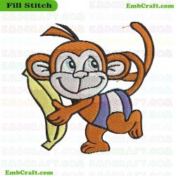 Smiling Beach Monkey Embroidery Design 3