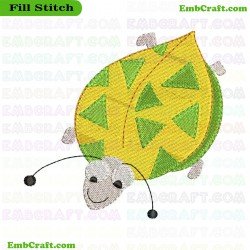 Smiling Buggie Leaf Embroidery Design 6