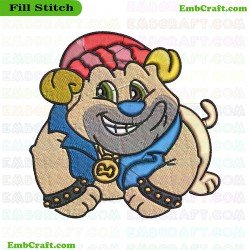 Smiling Cartoon Dog With Colorful Attire Embroidery Design 4